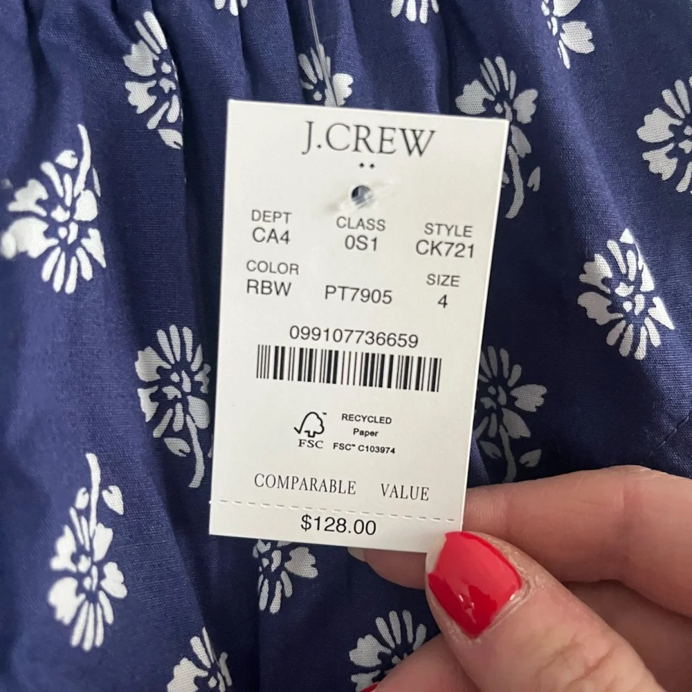 J. Crew Navy Blue Printed Halter Maxi Dress with White Motif - Picture 4 of 5